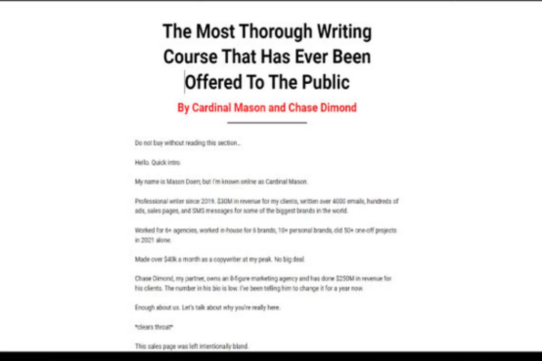 Cardinal Mason and Chase Dimond – Copy MBA + The Freelancing Masterclass